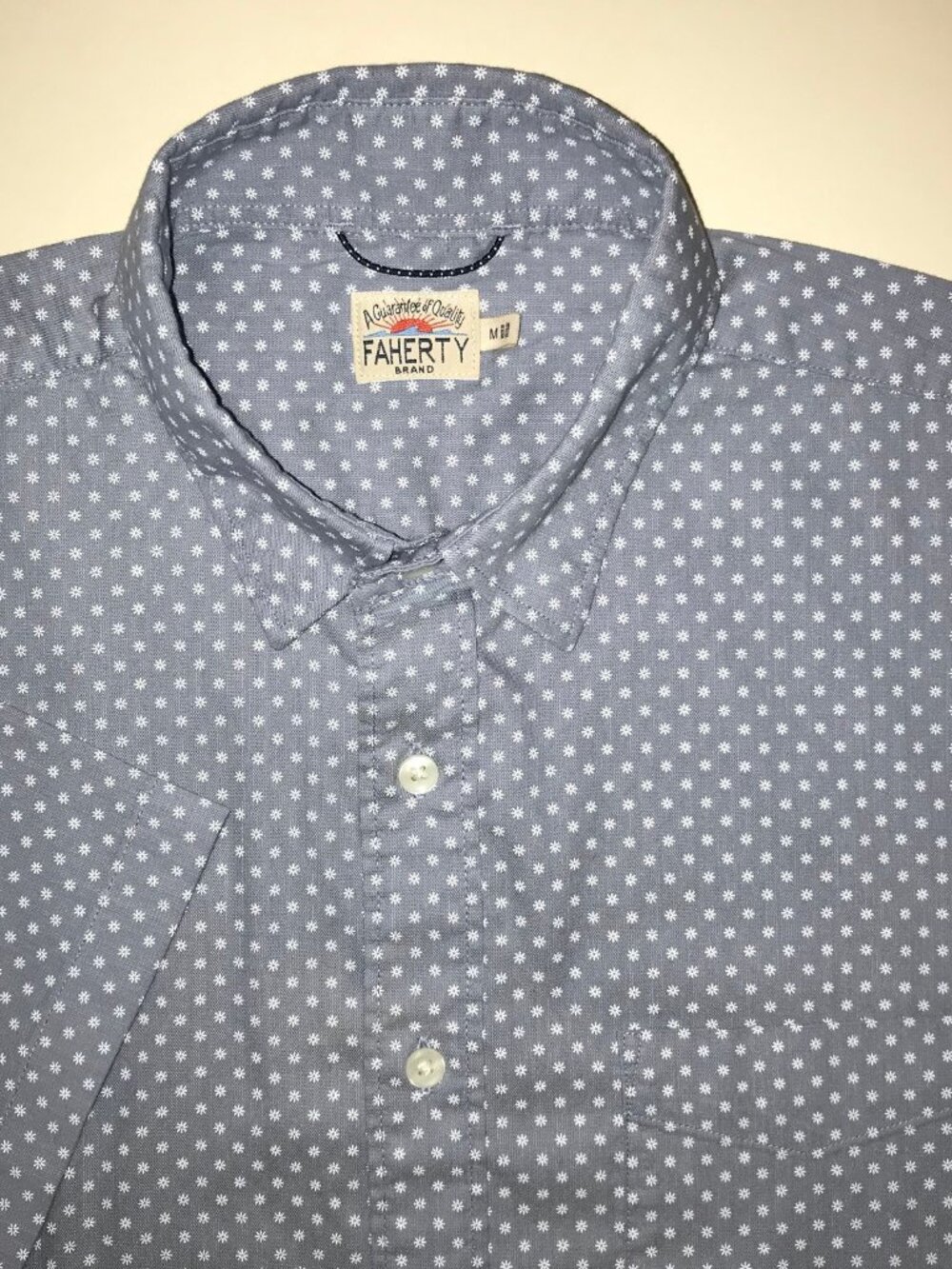 Men's Faherty Short Sleeve Button Front Shirt-Size: M